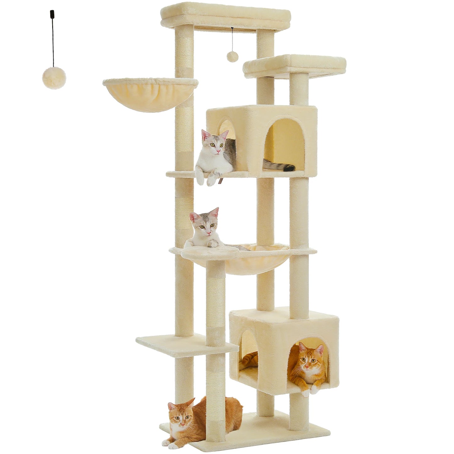 Tall Cat Tower for Indoor Cats Multi-Level Plush Cat Condo with Scratching Posts Scratching Boards And Perches Caves