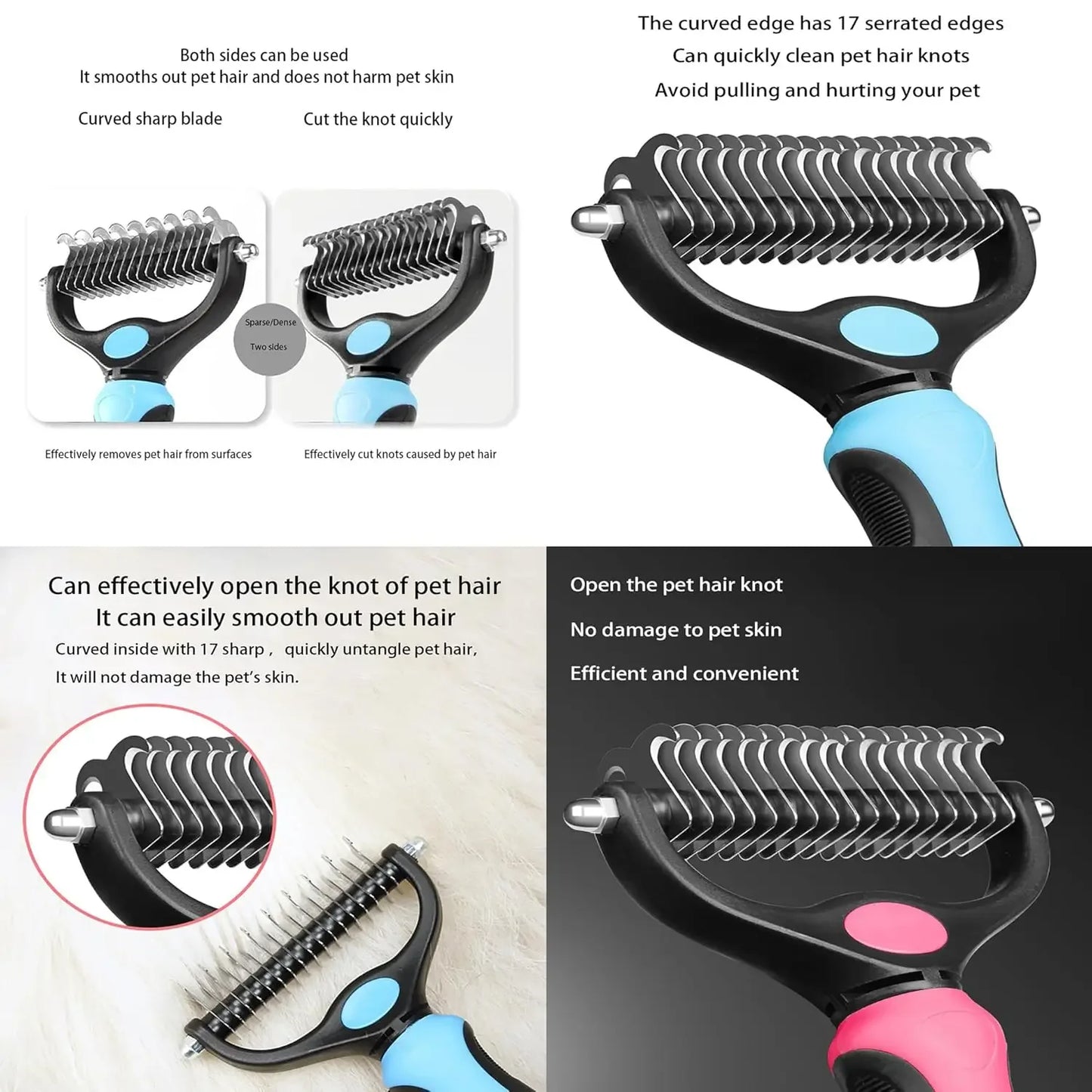 Double Sided Stainless Steel Pet Grooming Brush For Dog And Cat.