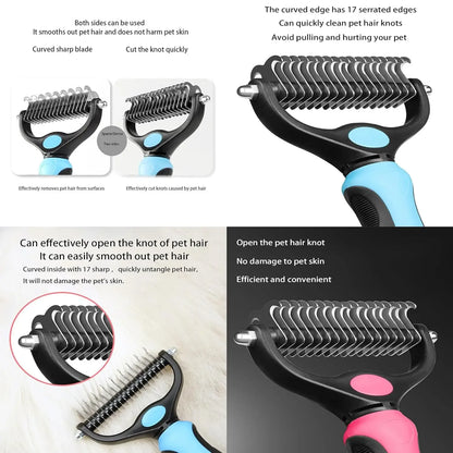 Double Sided Stainless Steel Pet Grooming Brush For Dog And Cat.