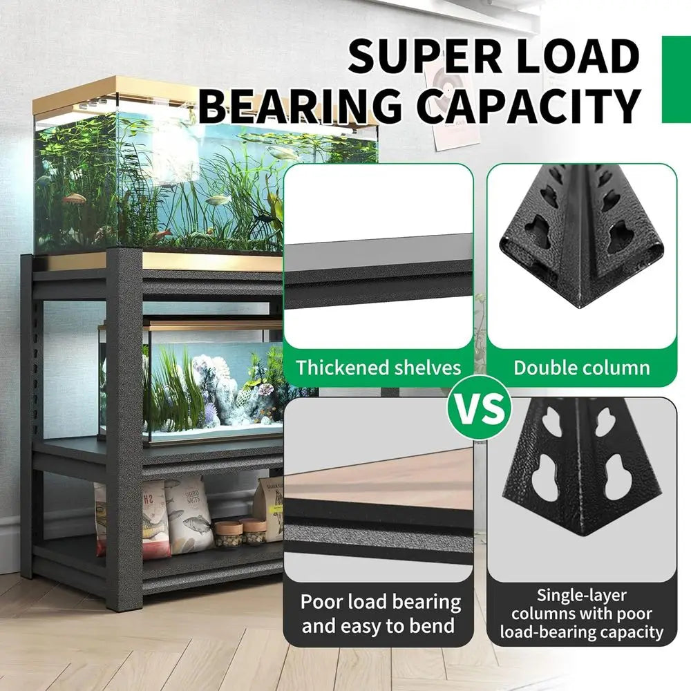 Heavy-Duty 3-Tier Metal Stand for 20 Gallon Aquariums, Reptile Terrariums, or 30 Gallon Breeder Tanks,