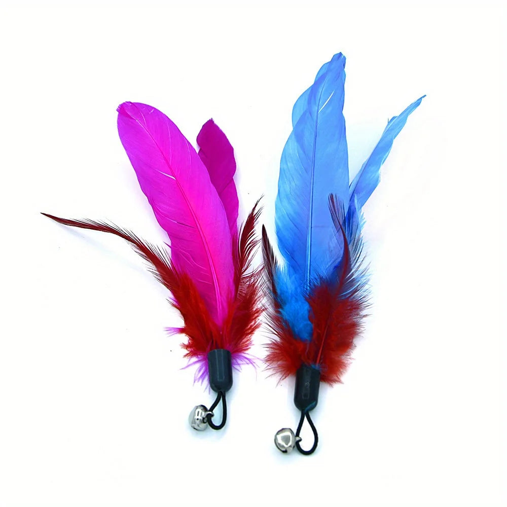 Interactive Cat Toys 11 Pack Funny Feather with Bell Cat Stick Toy for Kitten Playing Teaser Wand