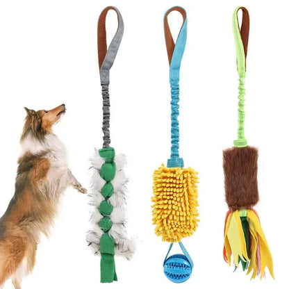 Dog Toy Rope Fun Squeaky Dog Chew Toy with Elastic Drawstring Interactive Toy