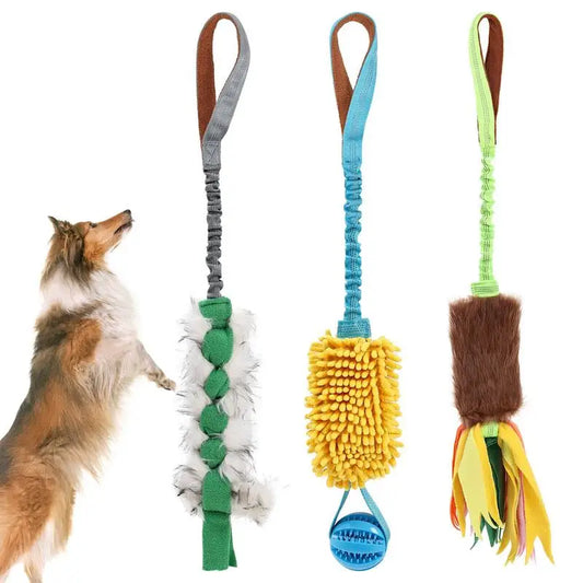 Dog Toy Rope Fun Squeaky Dog Chew Toy with Elastic Drawstring Interactive Toy