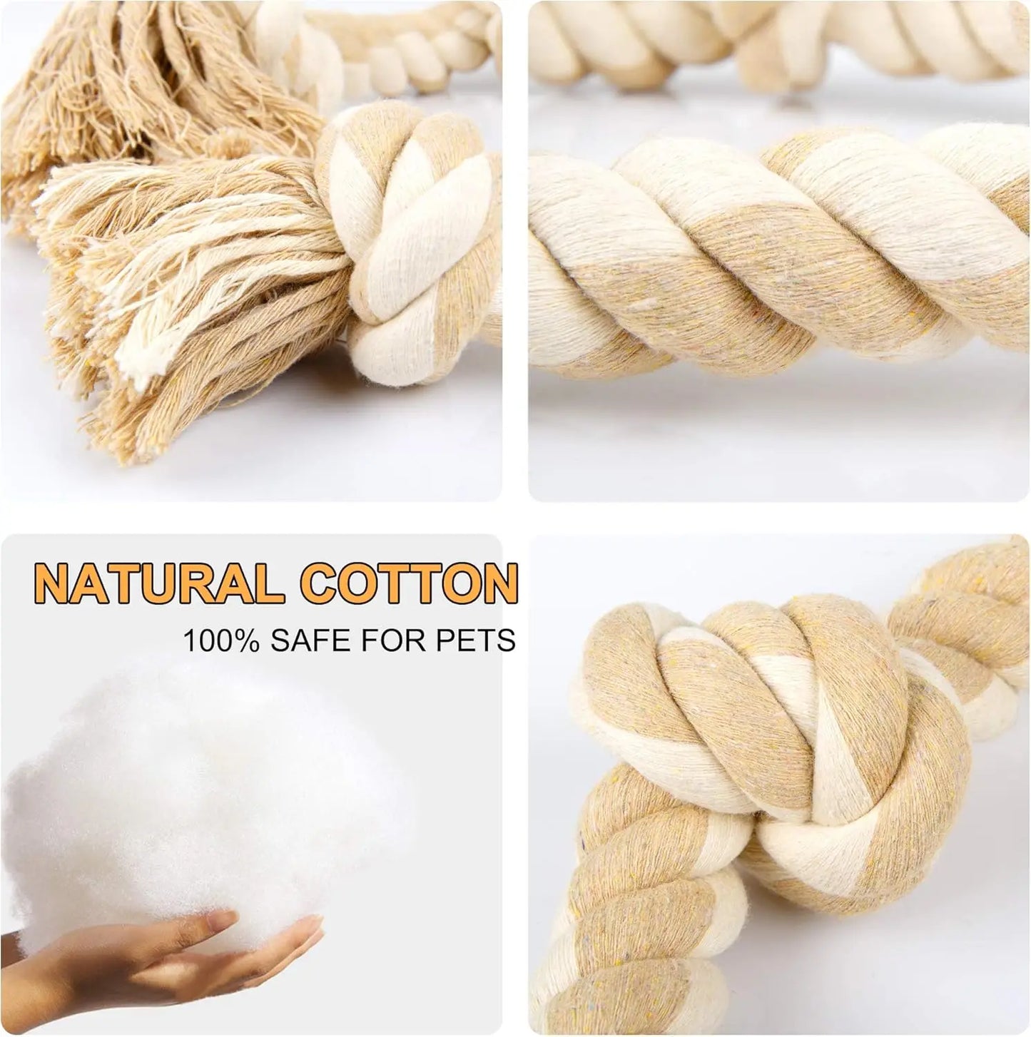 Durable Cotton Dog Rope Toy for Aggressive Chewers, 3 Feet with 5 Knots, Tug of War and Teeth Cleaning