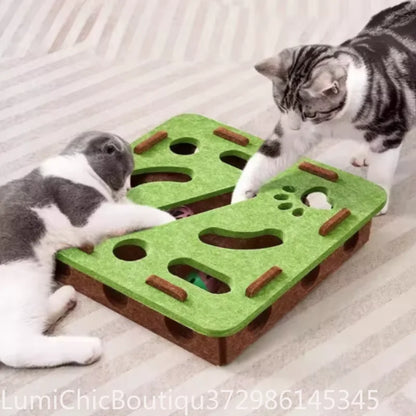 Interactive Cat Puzzle Maze - Soft Felt Hole Game With Bell Ball Toy For Kittens And Cats