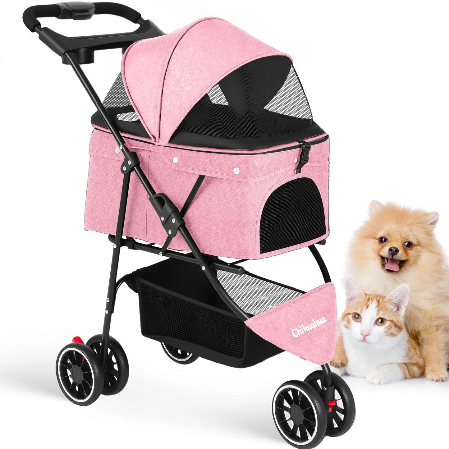 Pet Stroller For Small Puppy Dogs & Cats Portable and Foldable Dog Stroller