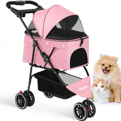 Pet Stroller For Small Puppy Dogs & Cats Portable and Foldable Dog Stroller