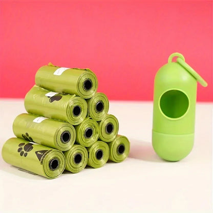 Biodegradable Pet Waste Bags  - Extra Thick Poop Bags for Dogs & Cats, Portable Roll with Dispenser, Eco-Friendly & Lea