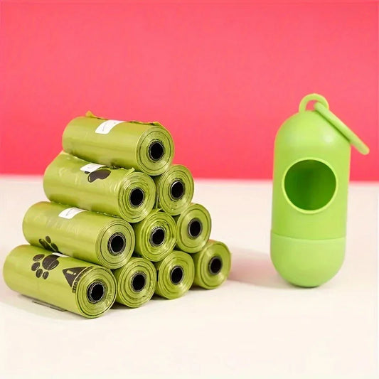 Biodegradable Pet Waste Bags  - Extra Thick Poop Bags for Dogs & Cats, Portable Roll with Dispenser, Eco-Friendly & Lea