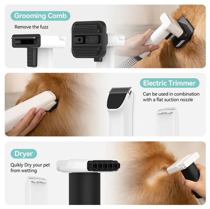 Amicura P1 Vacuum Cleaner & Hair Dryer 15kpa, Pet Grooming Set Adjustable Speed and Temperature, 5 Proven Care Tools Dog Clipper