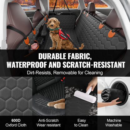 SucceBuy Back Seat Extender Dog Car Seat Cover, Back Seat Bed with Mesh Window and Storage Pocket Supports 350lbs