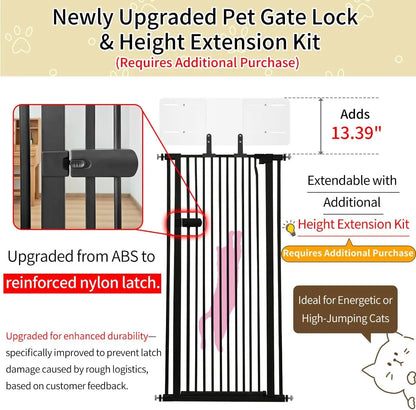 Extra Tall Pet Gate 61" High Pressure Mounted Auto-Close Adjustable Width No Drilling for Dogs and Cats