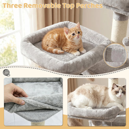 Large Multi Level Cat Tree Tower Indoor Activity Center 2 Condos 3 Plush Perches And Scratching Post