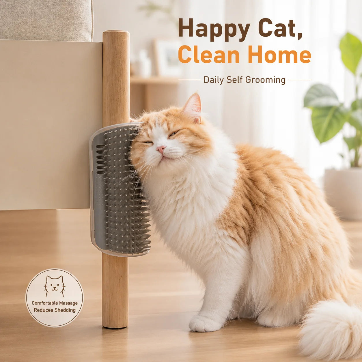 2PCS Cat Wall Corner Groomer Brush Self Grooming Massage Comb Soft Silicone Scratcher