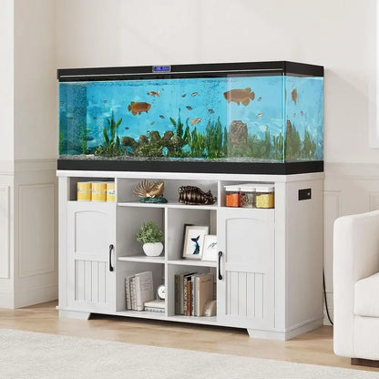 75 Gallon Aquarium Stand with Cabinet, Power Outlet, and Storage for Accessories, Suitable for Turtles and Reptiles - 1000 lbs
