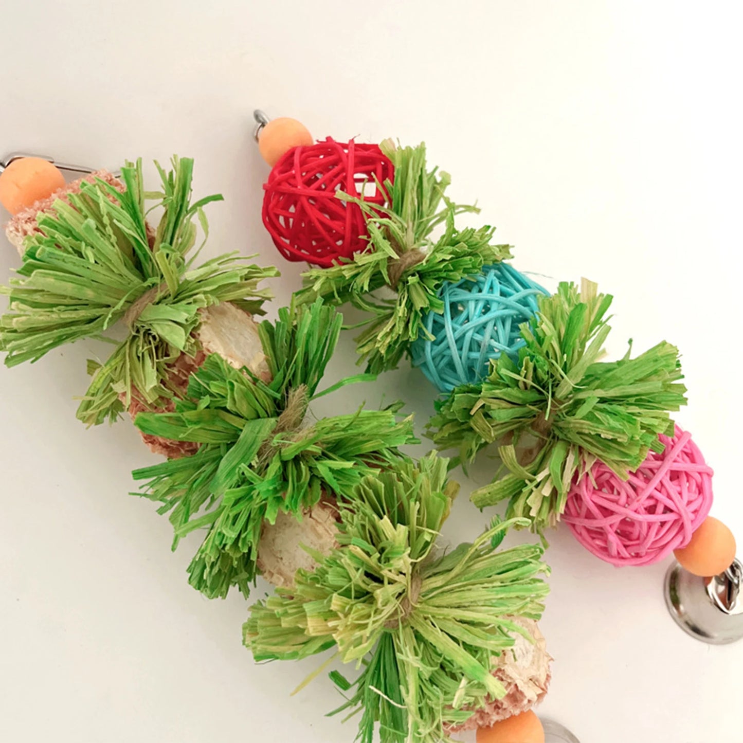 Parrot Chew Toys Natural Corn Husk Ball and Cob String Hanging Foraging Interactive Bird Toys