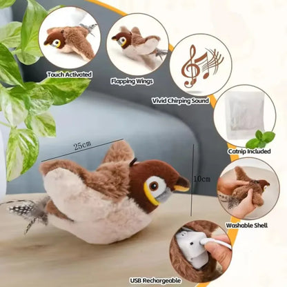 Hot Simulated Bird Cat Toy Interactive Rechargeable Chirping Flapping Bird(no Flying)