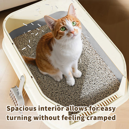 Double Door Cat Litter Box Suitable for Multi-Cat Households, Entry System with Smooth Access Door for Litter Boxes, Space-Saving for Modern Bathrooms,