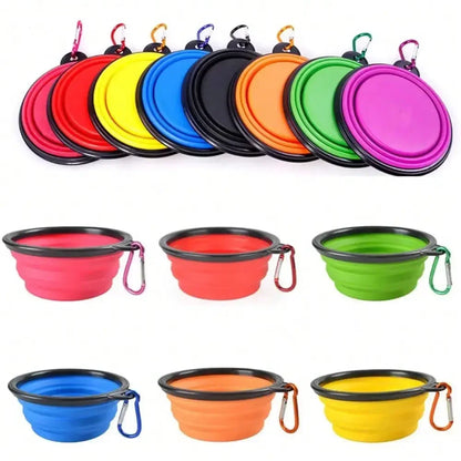 Folding Portable Silicone Dog Feeder Bowl 2 In 1 Pet Dispenser Outdoor Travel