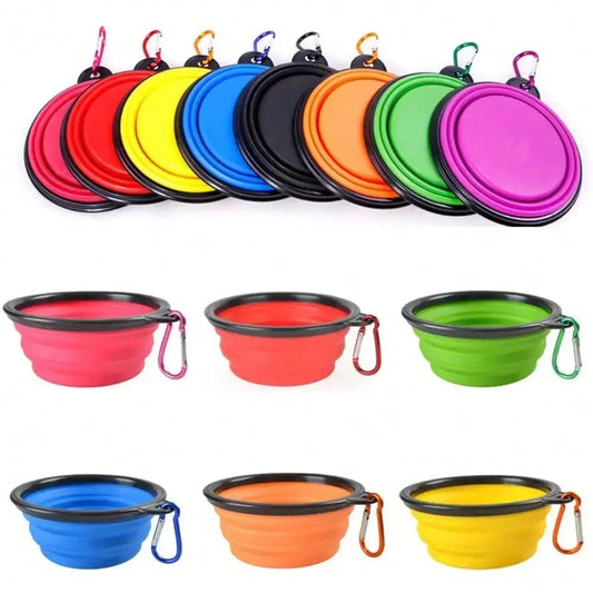 Folding Portable Silicone Dog Feeder Bowl 2 In 1 Pet Dispenser Outdoor Travel