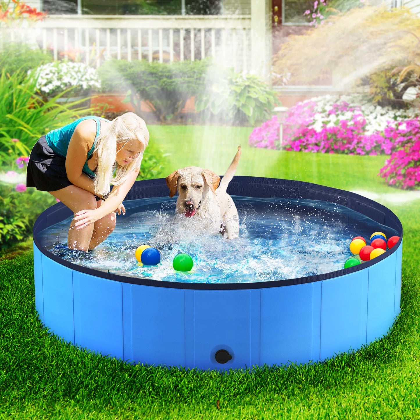 Foldable Pet Swimming Tub, Anti-Slip Collapsible Pet Bathtub, Hard Plastic