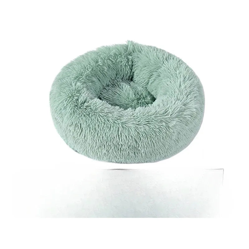 Soft Pet Bed Pad Plush Warm Faux Fur Donut Round Bed Comfortable Sleeping Washable