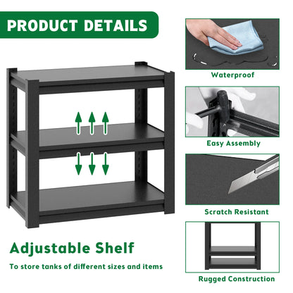 40-50 Gallon Fish Tank Stand - Metal Aquarium Stand, 31.5 "L x 18 "W x 34"H Adjustable Heavy Duty Reptile Tank Stand, Adjustable 3-Tier Fish Tank Rack