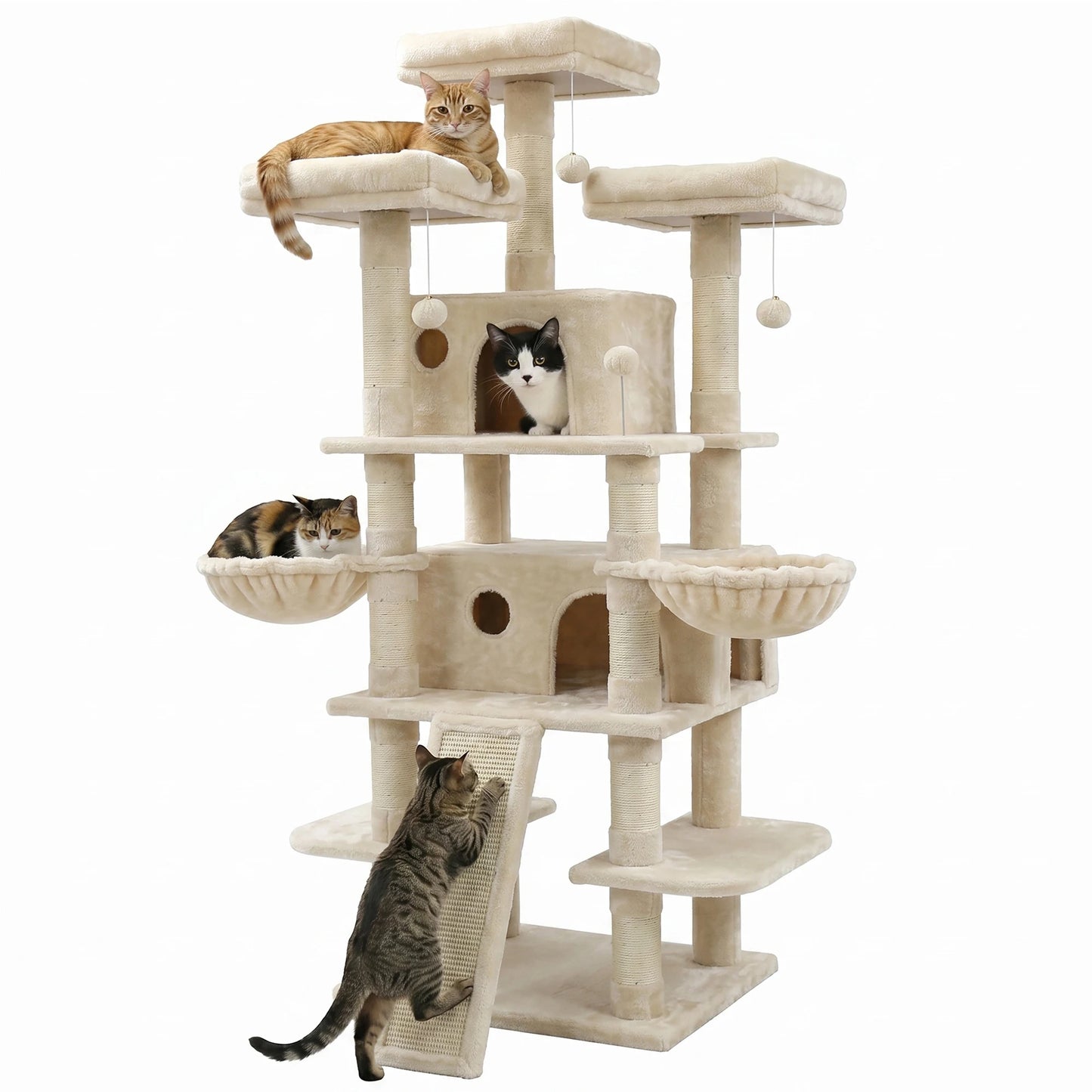 Large Multi Level Cat Tree Tower Indoor Activity Center 2 Condos 3 Plush Perches And Scratching Post
