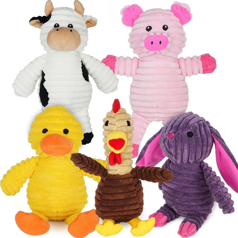 5 Pack Plush Dog Squeaky Toys, Assortment Value Bundle for Small Medium And Large Dogs,