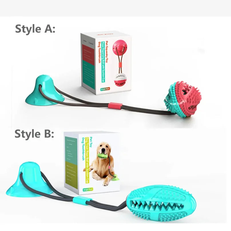 Dog Food Toys, Silicon Suction Cup, Interactive Dog Ball For Tug and Chew Tooth Cleaning