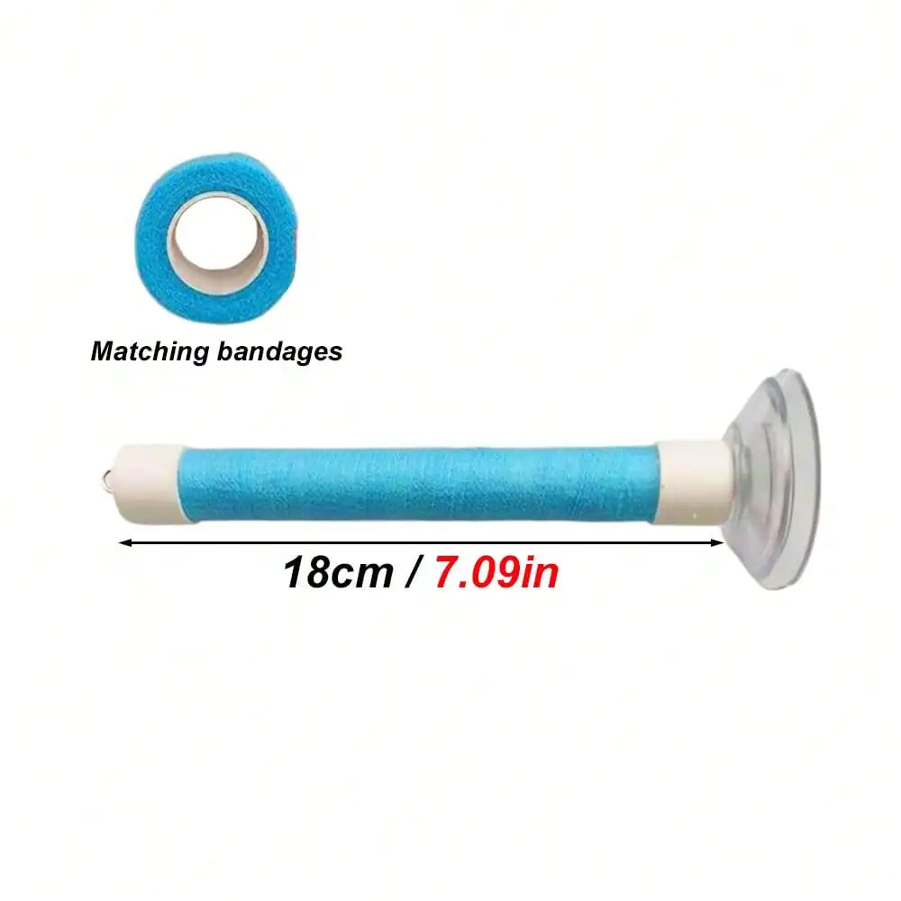 PVC Pipe With Suction Cup Stand, Elastic Band Wrapped Training Perch Toy