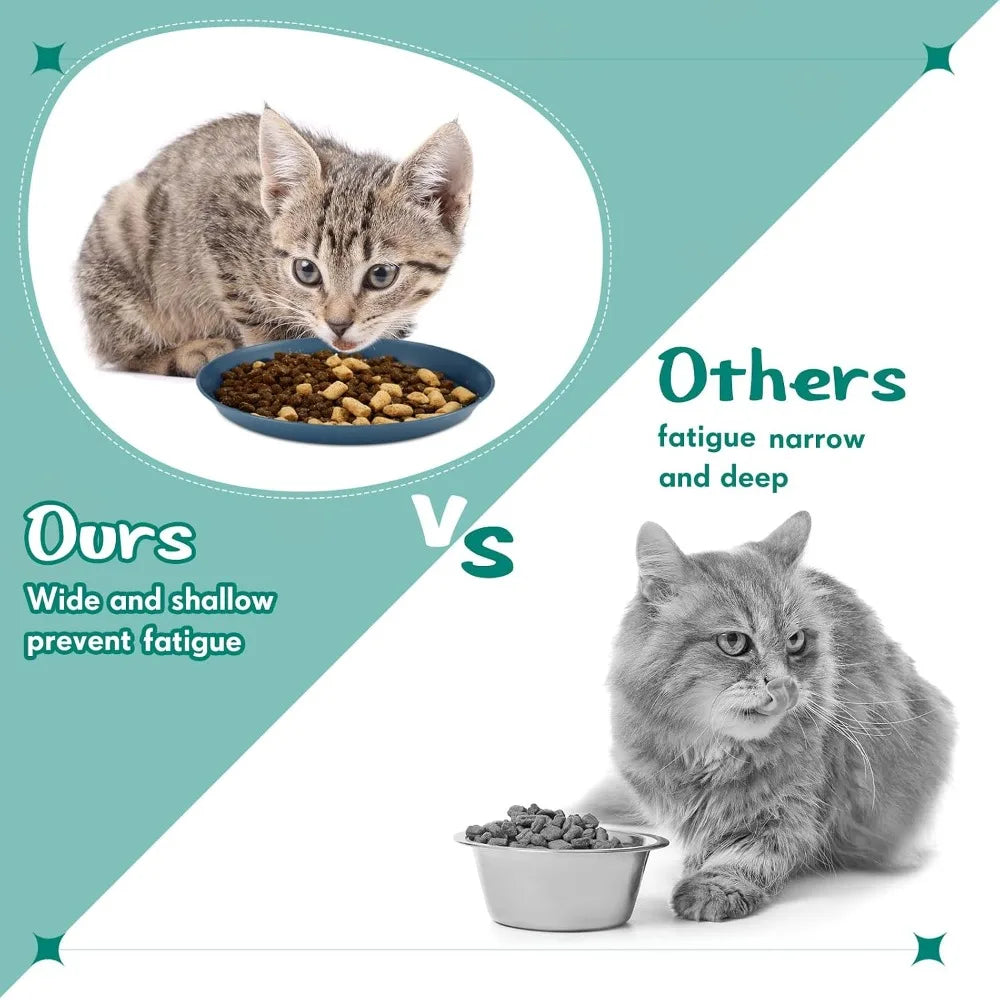 6 Pieces Small Pet Food Bowls for Cats and Kittens Shallow Wide Low-Profile Feeding Bowls Set,
