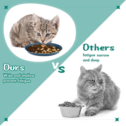 6 Pieces Small Pet Food Bowls for Cats and Kittens Shallow Wide Low-Profile Feeding Bowls Set,