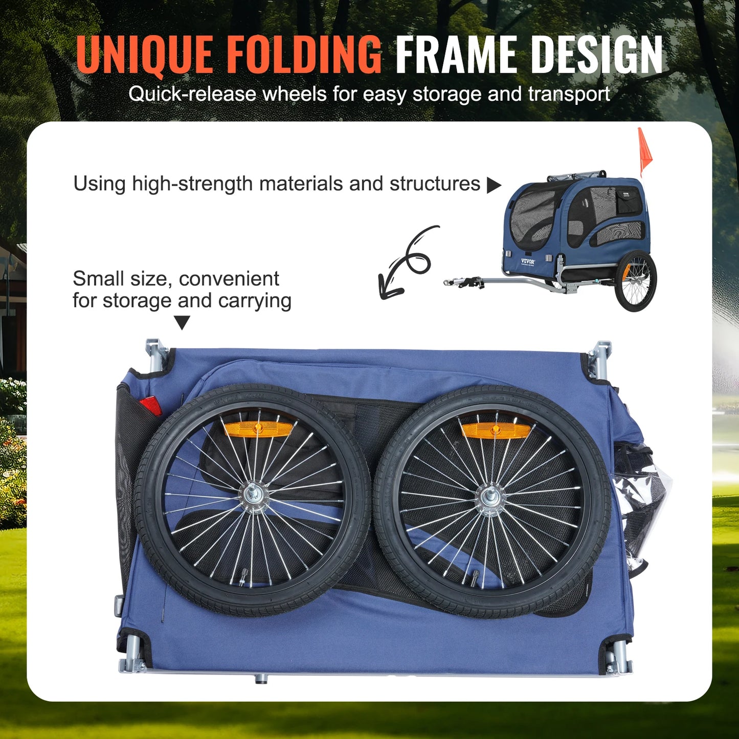 SucceBuy 100lbs Pet Cart Bicycle Carrier/Trailer with Coupler, Reflectors, Flag, Collapsible