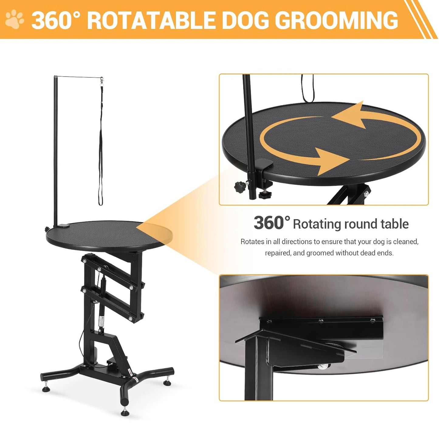 Hydraulic Dog Grooming Table 360° Rotating Non-Slip Pet Station For Small Dogs