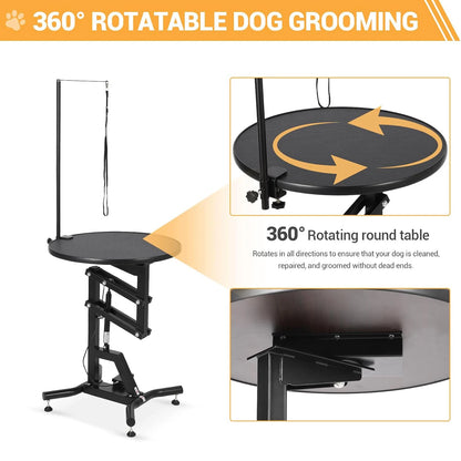 Hydraulic Dog Grooming Table 360° Rotating Non-Slip Pet Station For Small Dogs