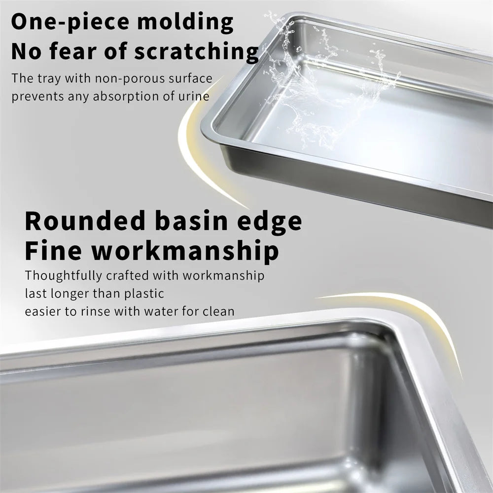 Enclosed Stainless Steel Cat Litter Box with Lid Scoop
