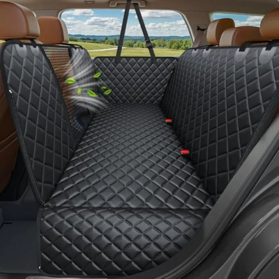 4 in 1 Dog Car Seat Cover for Back Seat, Waterproof Dog Hammock with Mesh Window and Side Flap