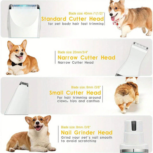 4-in-1 Pet Hair Clipper Rechargeable Dog Cat Trimmer Kit Cordless Electric Grooming Shaver with Comb Guide
