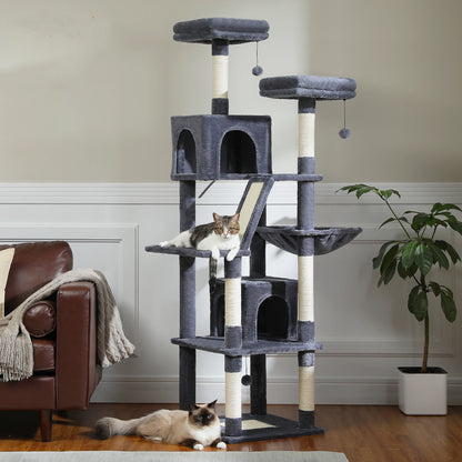 Tall Cat Tower for Indoor Cats Multi-Level Plush Cat Condo with Scratching Posts Scratching Boards And Perches Caves