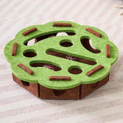 Interactive Cat Puzzle Maze - Soft Felt Hole Game With Bell Ball Toy For Kittens And Cats