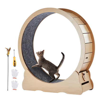 SucceBuy Wooden Cat Exercise Wheel Large Treadmill