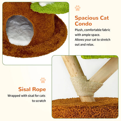 Indoor Cat Tree Tower Center for Large Cats with Flower-shaped Plush Stairs Condo