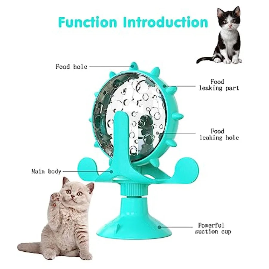 Cat Interactive Feeder 360° Degree Rotating, Interactive Cat Food Treat Dispenser