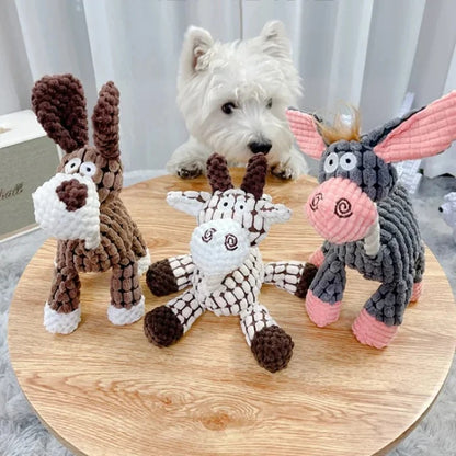 Plush Squeaky Puppy Chew Toys Interactive Teething Training Dog Toys for Small Dogs Cute Donkey Design
