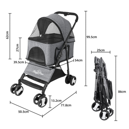 Pet Stroller with Detachable Carrier Cart