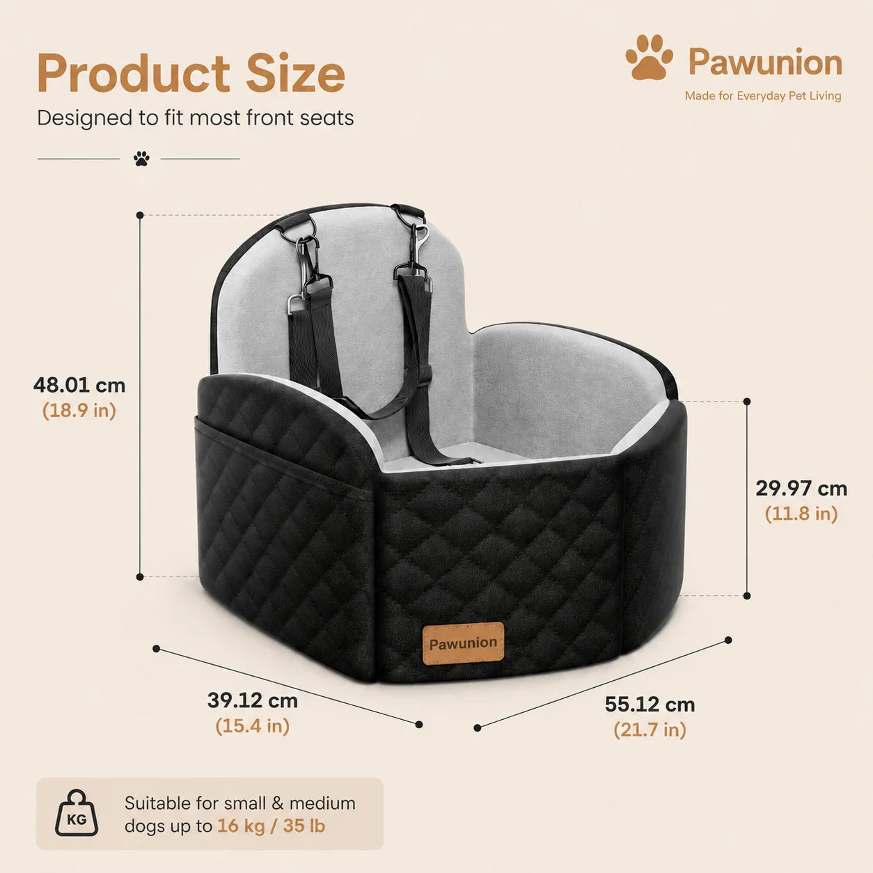 Dog Car Seat for Small/Medium/Large Dogs, Memory Foam Dog Booster Seat with Thick Cushion cool mat up to 55 lbs or 2 Small Dogs,