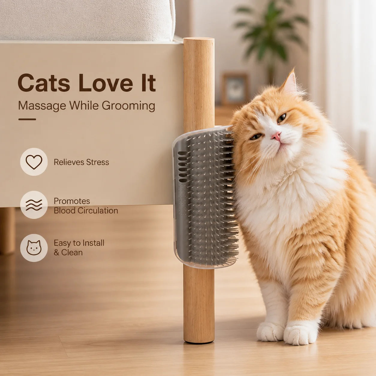 2PCS Cat Wall Corner Groomer Brush Self Grooming Massage Comb Soft Silicone Scratcher