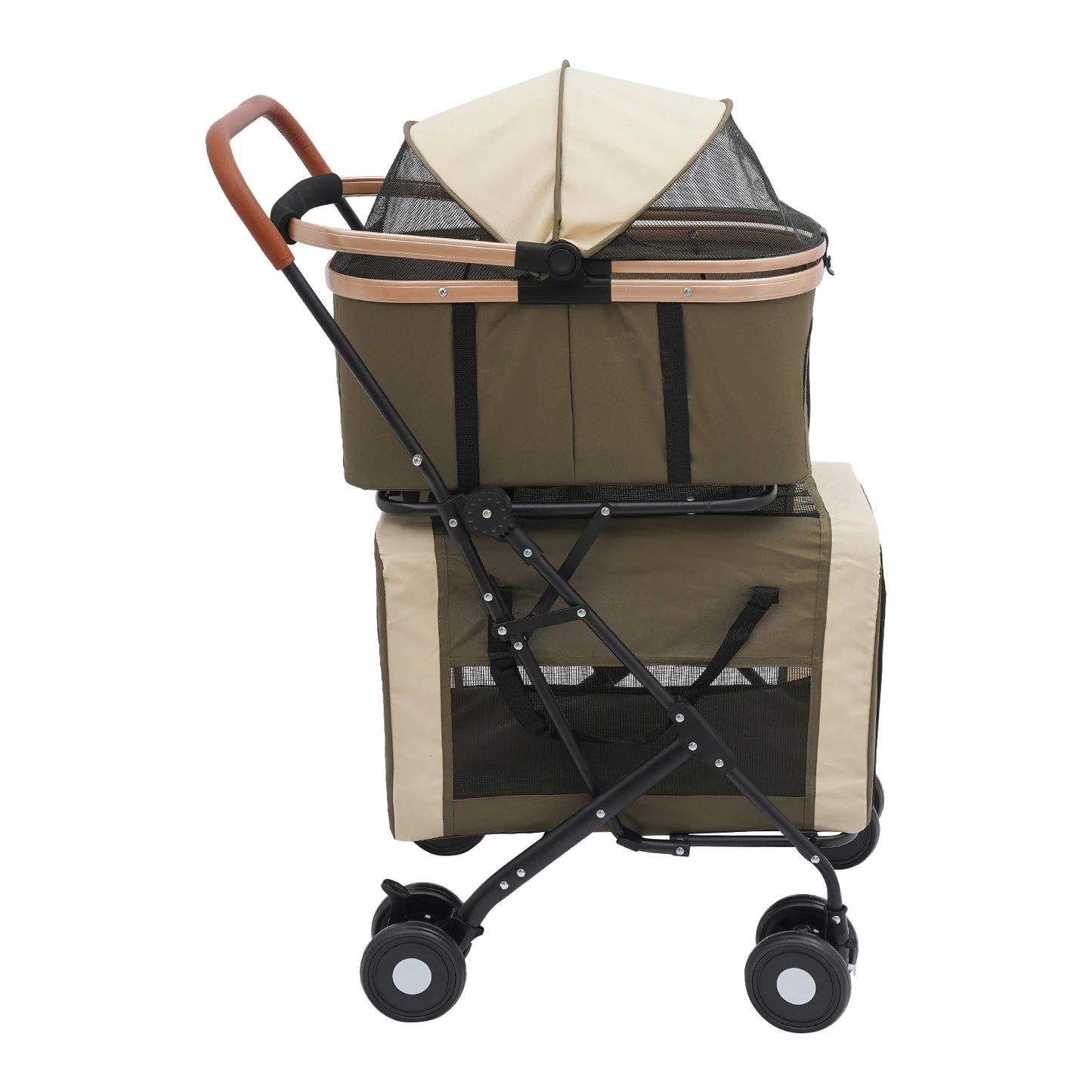 3-in-1 Multifunctional Pet Stroller Foldable with 2 Pet Carriers for Small & Medium