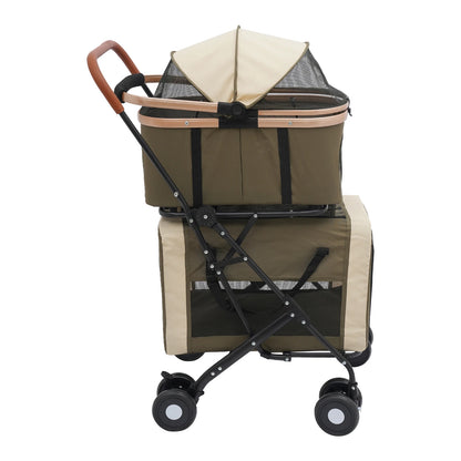 3-in-1 Multifunctional Pet Stroller Foldable with 2 Pet Carriers for Small & Medium